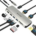 WAVLINK USB TYPE-C ハブ HDMI 4K出力 ミニドッキングステーション 12-IN-1 多機能 USB 3.0変換アダプター2*USB3.0ポート/2*USB2.0ポート/ LANポートRJ45(1000MBPS)DP 4K60HZ(2)
