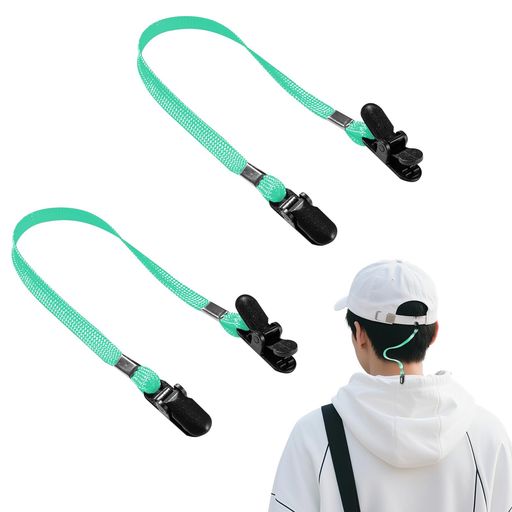 [AmyCoulee]帽子クリップ飛ばない2個セットハットクリップ帽子ストラップクキャップクリップ脱着式レジャーアウトドア(GreenGreen)