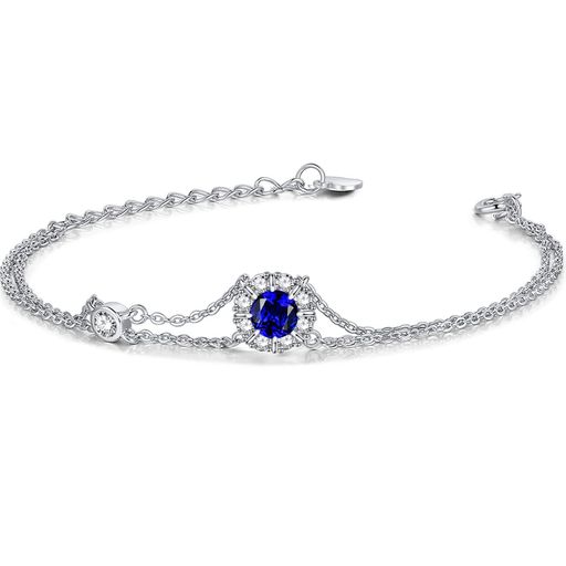 ブレスレットレディースサファイア9月誕生石2連お花シルバーホワイトデーお返し女性アクセサリー母の日誕生日クリスマスプレゼントギフトラッピング付き