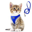 FIDA猫猫用ハーネスリードセット猫具猫牽引ロープリードベストソフト胸あて軽量サイズ調節可夜反射通気メッシュお出かけ抜けないベストねこネコ子猫子犬小型犬(XXXSブルー)forKittenandPuppy