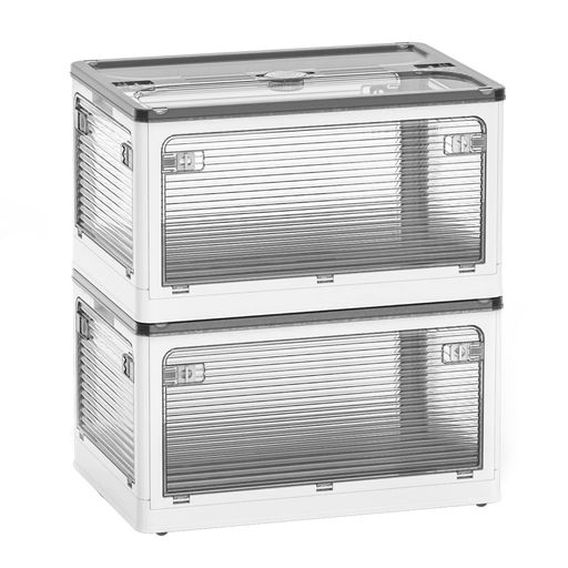 AZMKOO収納ボックス折り畳み蓋付き全方向から取り出せるキャスター付き折り畳みコンテナボックス衣装ケース押し入れ収納ケースおもちゃ小物洋服布団本漫画収納箱収納用品家庭用オフィ…