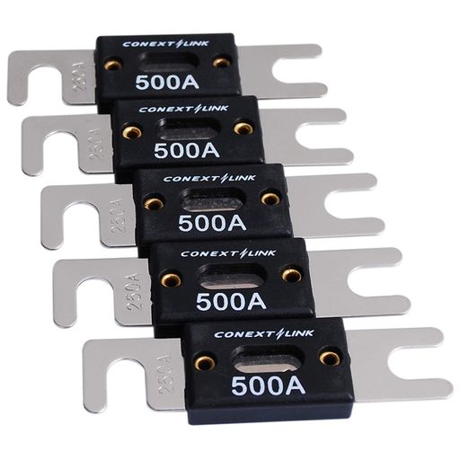 500アンペアANLヒューズ ニッケルメッキブレード 5個パック。