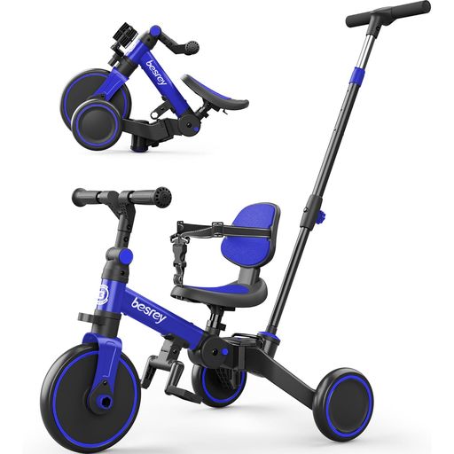 5IN1多機能三輪車:適応年齢:1~5歳 サイズ: 収納時:33.5x50x36cm 耐荷重:25kg 子供用三輪車は5つのモードがあります。1、三輪車(押し棒&amp;背もたれ&amp;ベルト付き) 2、手押し棒付き三輪車 3、スライドバイク 4、バランスバイク 5、自転車 安全レベル &amp;調節可能なシート:EVA衝撃吸収ホイールを使用。滑り止めで耐摩耗性に優れているため、三輪車はスピードバンプ、芝生、道路で簡単に使用することができます。取り外し可能な背もたれ、不要な時は簡単に取り外せます。レベルは運転中の揺れによるずり落ちなど、不慮の事故からお子様を守ります。お子様の安全を守ります。 押し棒高さ調節可能 &amp;調節可能のペダル:ペダルは調節可能、押し棒は105cmまでに調節できます。身長に合わせて、長さを調節できます。フットペダルは2つのモードに切り替え可能です。さまざまな段階の赤ちゃんの成長ニーズに応えます、心地よい素材を採用し、使用が簡単です。 片手で折りたたみ可能:ワンタッチで三輪車本体を折りたたみ、開くことができ、ボタンを押すだけでコンパクトに折りたためるので、持ち運びや収納が簡単です。ママも簡単に持ち運びが可能です。