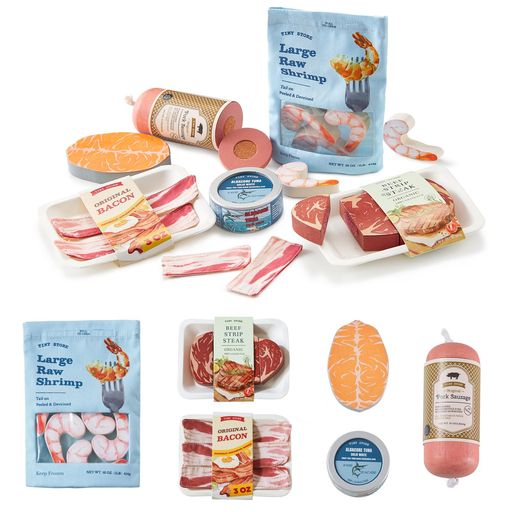 Tiny Land 木製おままごとセット 6点 肉・魚介類 食材おもちゃ 料理ごっこ 知育玩具