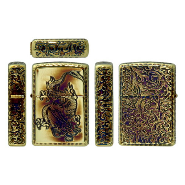 ZIPPO ARMOR 唐草 龍 五面加工 Etching Router アーマー ジッポー