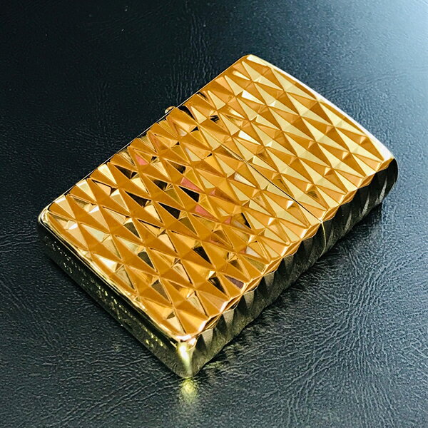 ZIPPO ARMOR ダイヤモンドシェイプDX（B）ゴールドプレート 四面NC彫刻加工 アーマー ジッポー