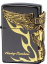 ZIPPO ジッポー HARLEY DAVIDSON ハーレーダビッドソン HDP-24 ブラックイオン ゴールドメッキ 両面エッチング アンティークゴールドメタル
