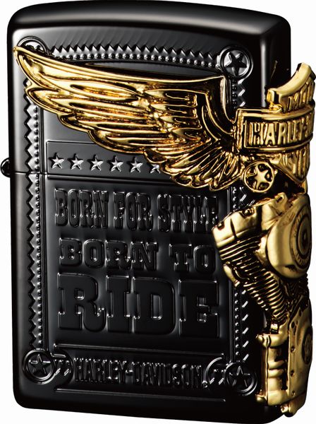 ZIPPO ジッポー HARLEY DAVIDSON ハーレーダビッドソン HDP-48 チタンブラック エッチング アンティー..