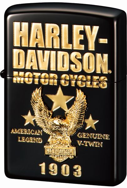 ZIPPO ジッポー HARLEY DAVIDSON ハーレーダビッドソン HDP-51 ブラックイオン ゴールドメッキ エッチ..