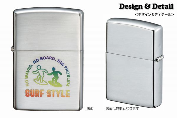 ZIPPO サーフィン ピクトグラム すず合金めっき・サテーナ仕上げ/インクジェットカラー装飾 ジッポー