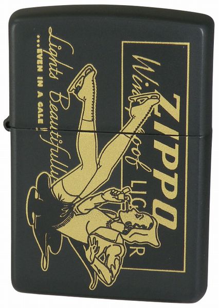 ZIPPO windproof ready ウインドプルーフレディ BKM-3 ブラックマット＋シルク印刷仕上 ジッポー かつて ZIPPO の広告に描かれ、 代名詞的存在となった [WINDPROOF LADY] 3通りのデザインを懐かし...