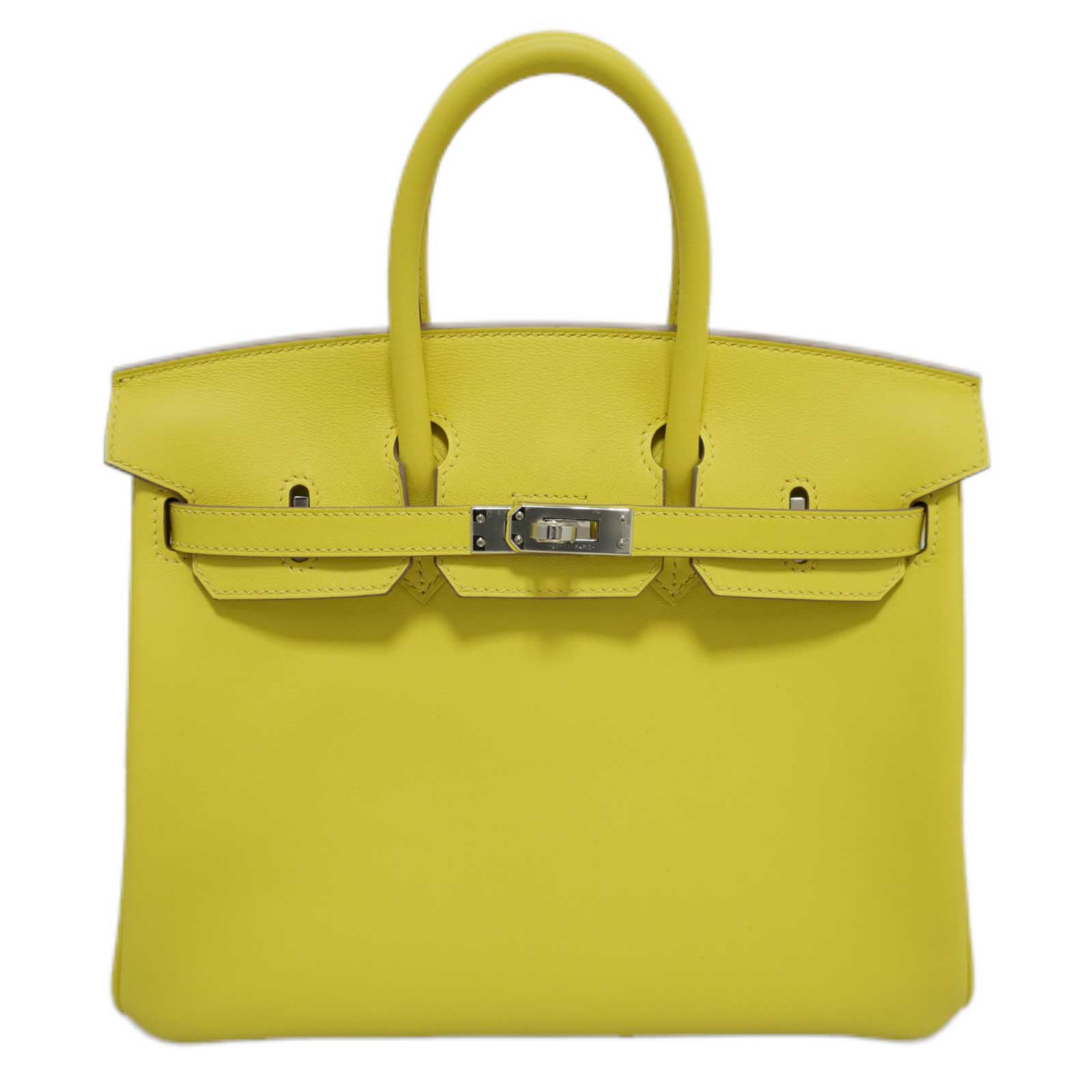 HERMES （エルメス) バーキン25 ハンドバッグ ライム(SV金具) ヴォースイフト B刻印 未使用品のサムネイル