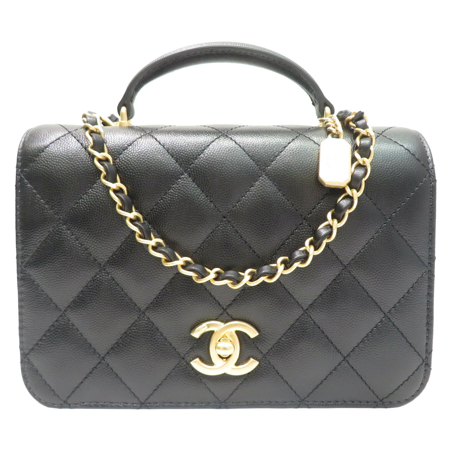 CHANEL (シャネル) スモールトップハンドルフラップバッグ AS4286B ショルダーバッグ ブラック/G金具 グレンドカーフスキン＆ラムスキン 未使用品 A96 レディース メンズ 斜めがけ 大人 ブランド シンプル おしゃれ オシャレ カバン かばん 送料無料