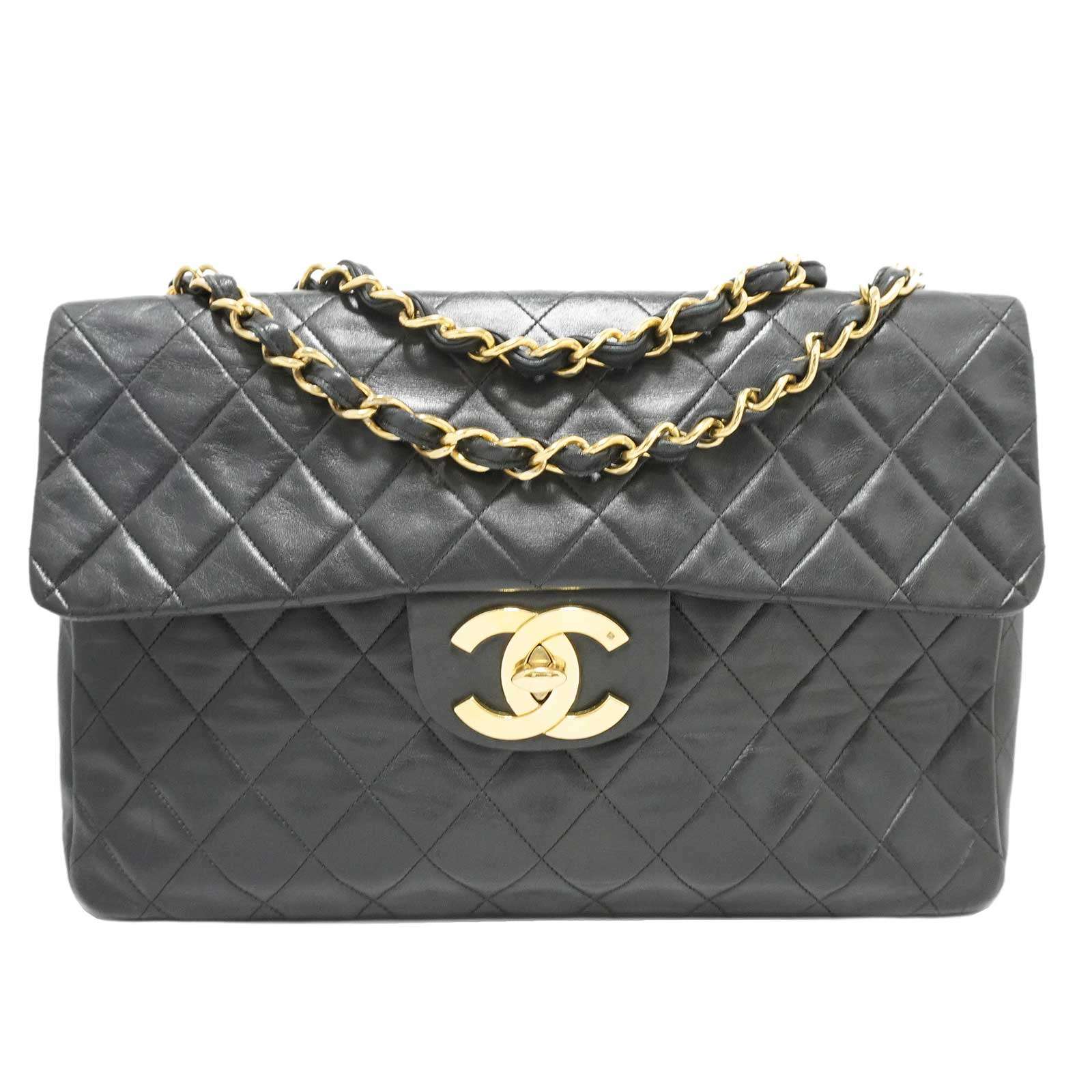 CHANEL(シャネル) デカマトラッセ 34 チェーン ショルダーバッグ ブラック ラムスキン ランクB レディース メンズ メッセンジャーバッグ 大きめ 斜めがけ 大人 ブランド シンプル おしゃれ オシャレ カバン かばん 送料無料