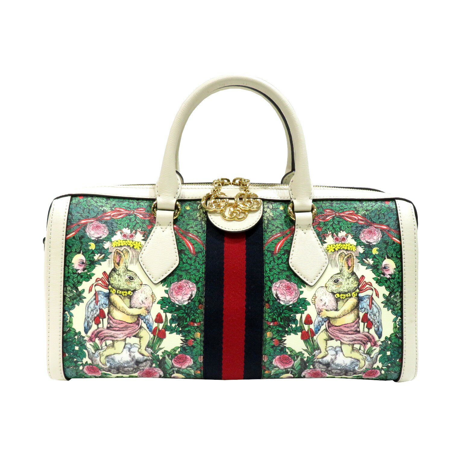 ハンドバッグ 【マラソン期間限定全品ポイント5倍】GUCCI (グッチ) ミディアムトップハンドル ハンドバッグ ショルダーバッグ 524532 アイボリー マルチカラー レザー Aランク J1 レディース メンズ バッグ レザー ブランド オシャレ シンプル 送料無料 おしゃれ かばん