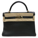 HERMES (エルメス) ケリー32 ハンドバッグ ショルダーバッグ ブラック(ゴールド金具) トリヨン □I刻印 ランクA レディース メンズ バッグ レザ...