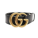 GUCCI (グッチ) ダブルGベルト 397660 ブラック(ゴールド金具) レザー ランクA ベルト メンズ ビジネス 本革 スーツ 上部 ビジネスベルト ...