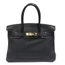 HERMES(エルメス)ブラック バーキン30 ハンドバッグ ブラック(ゴールド金具) トリヨン T刻印 ランクA レディース メンズ バッグ レザー 大人 ブ...