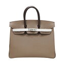 HERMES (エルメス) バーキン25 トリコロール ハンドバッグ エトゥープ/グリペール/エベンヌ エプソン B刻印 未使用 レディース メンズ 小さめ バ...