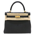 HERMES (エルメス) ケリー25 ショルダーバッグ ハンドバッグ ブラック/マットゴールド金具 トゴ K刻印 未使用 レディース メンズ 小さめ バッグ ...