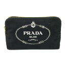 PRADA(プラダ)/アクセサリーポーチ 小物入れ　レディース/ポーチ/黒系/ブラック/キャンバス/【ランクA】(1NA693)【中古】