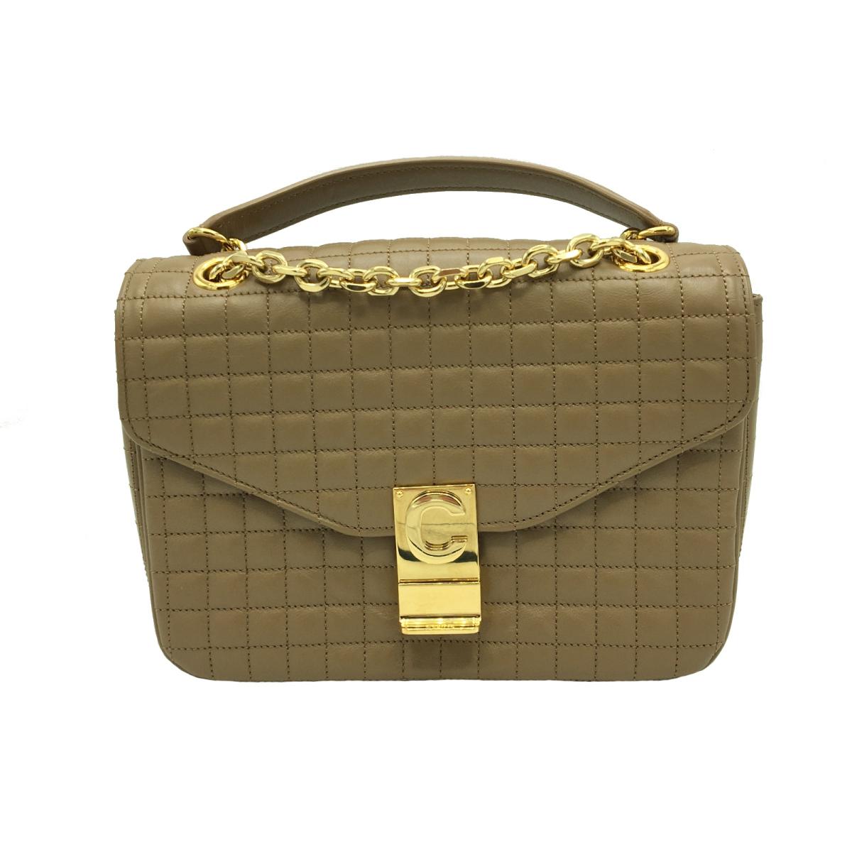 CELINE(セリーヌ)/Cミディアムキルテッドショルダー　レディース/ショルダーバッグ/ベージュ系/ゴールド金具/牛革（カーフ）/【ランクA】(187253)【中古】