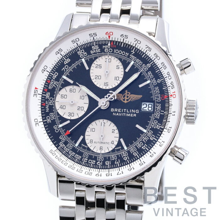 【OH済】ブライトリング 【BREITLING】 オールドナビタイマー　ジャパンエディション A13324(A132BJANP) メンズ ブラック ステンレススティール 腕時計 時計 OLD NAVITIMER JAPAN EDITION BLACK SS CMW 認定中古【中古】