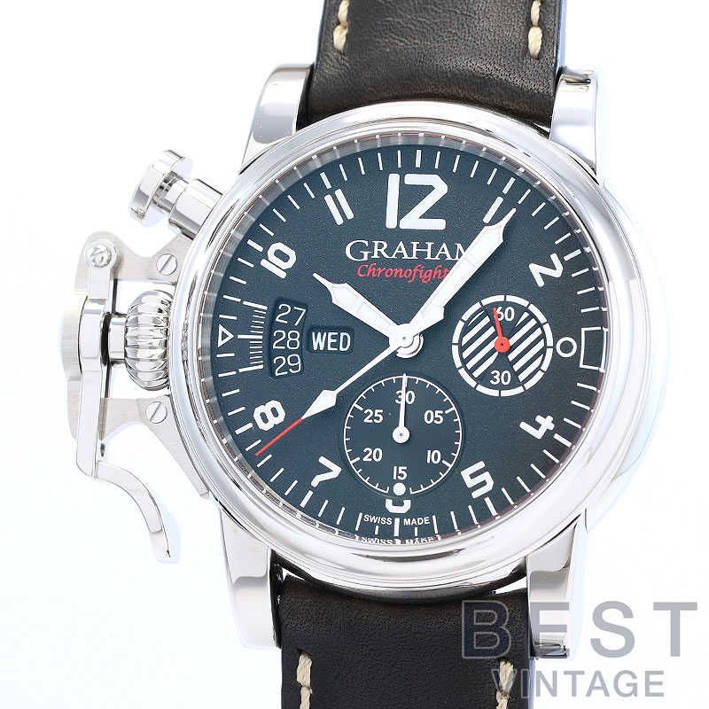 【お買い物マラソン限定クーポン配布中!】グラハム 【GRAHAM】 クロノファイター ヴィンテージ アヴィエーター ブラック 2CVAS.B40A.L138F メンズ ブラック ステンレススティール 腕時計 時計 CHRONOFIGHTER VINTAGE AVIATOR BLACK BLACK 【中古】