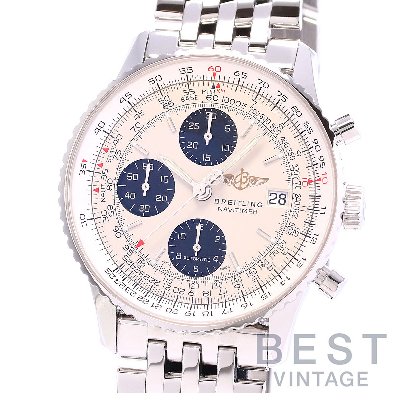 【OH済】 ブライトリング 【BREITLING】 オールド ナビタイマー ジャパンエディション A1332412/G796/440A (A132GJANP) メンズ シルバー/ブラック ステンレススティール 腕時計 時計 OLD NAVITIMER JAPAN EDITION SILVER/BLACK SS CMW 認定中古【中古】