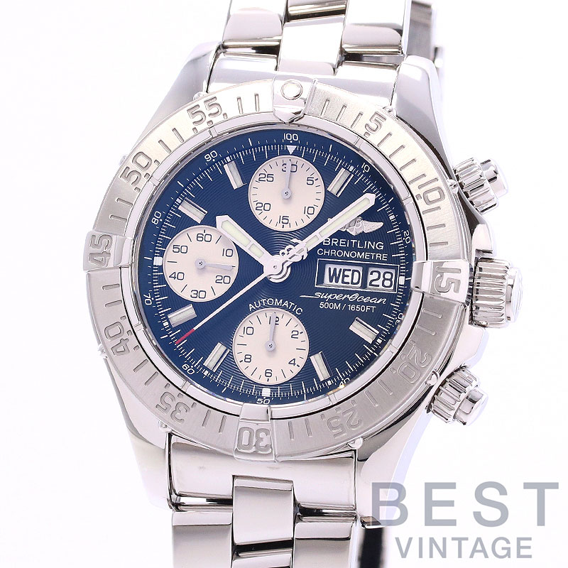 【OH済】 ブライトリング 【BREITLING】 クロノ スーパーオーシャン A1334011/B683/131A (A111B83PRS) メンズ ブラック/シルバー ステンレススティール 腕時計 時計 CHRONO SUPEROCEAN BLACK/SILVER SS CMW 認定中古【中古】