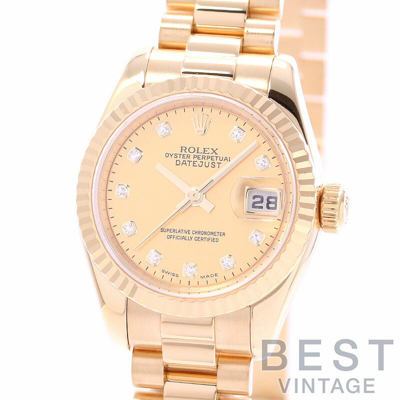 ロレックス 【ROLEX】 オイスターパーペチュアル デイトジャスト 179178NG レディース イエローゴールドダストMOP K18イエローゴールド 腕時計 時計 OYSTERPERPETUAL DATEJUST YELLOW GOLDUST MOP K18YG D10Pダイヤモンド【中古】