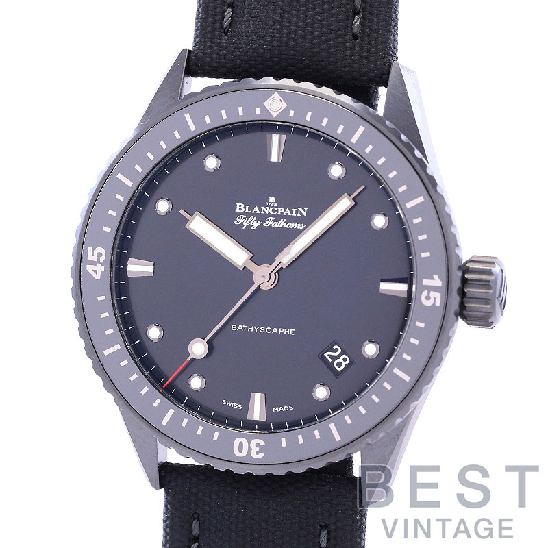 【OH済】 ブランパン 【BLANCPAIN】 ブランパン フィフティファゾムス バチスカーフ 5000-0130-B52A (N050000001030NB52A) メンズ ブラック セラミック 腕時計 時計 FIFTY FATHOMS BATHYSCAPHE BLACK CE 【中古】