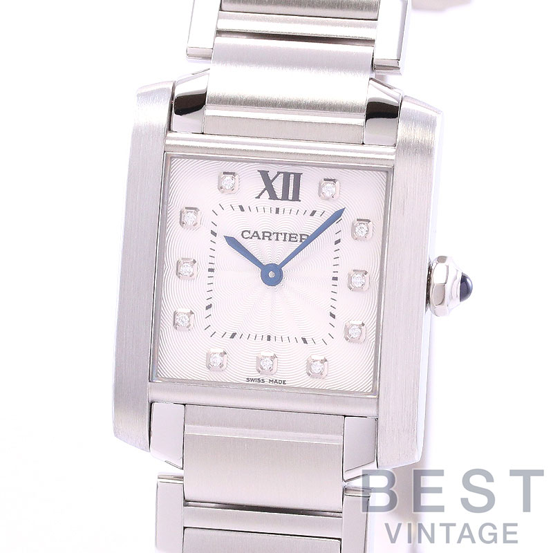 カルティエ 【CARTIER】 タンク フランセーズ MM WE110007 ボーイズ シルバー ステンレススティール 腕時計 時計 TANK FRANCAISE MEDIUM MODEL SILVER SS D12Pダイヤモンド【中古】