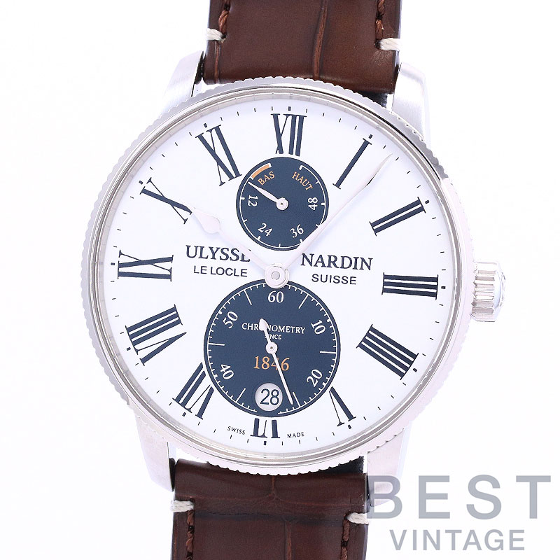 ユリスナルダン 【ULYSSE NARDIN】 マリーン トルピユール パンダ 42MM 1183-310LE-0A-175/1A メンズ ホワイト/ダークブルー ステンレススティール 腕時計 時計 MARINE TORPILLEUR PANDA 42MM WHITE/DARK BLUE SS UN【中古】