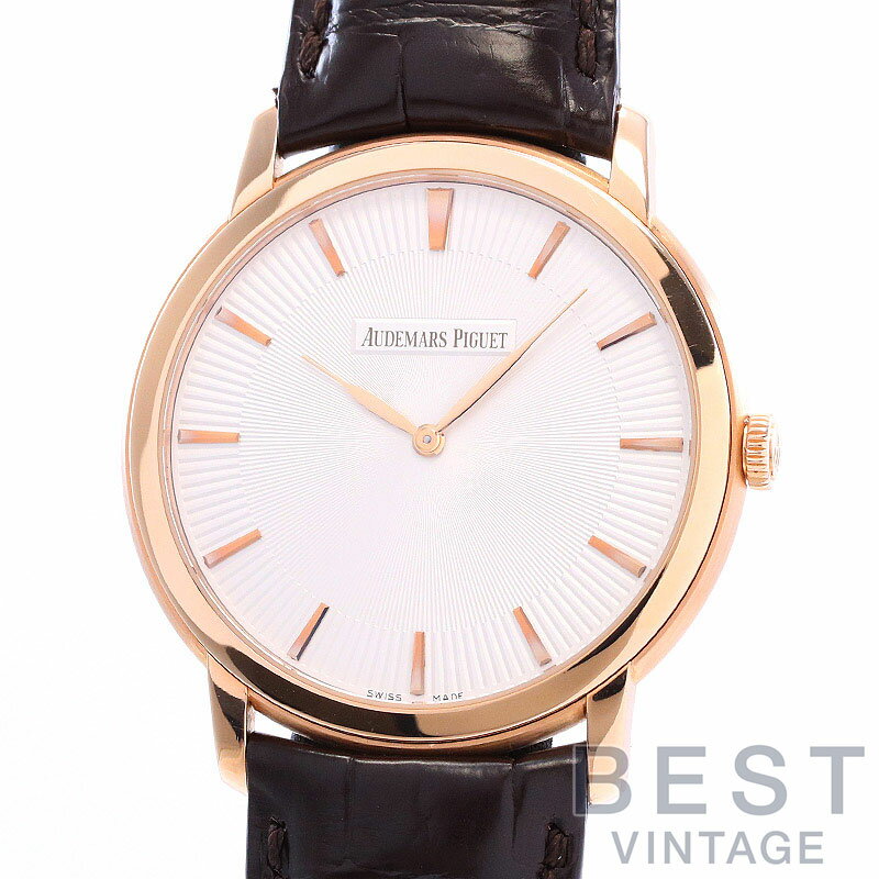 【OH済】 オーデマピゲ 【AUDEMARS PIGUET】 ジュール オーデマ エクストラシン 15180OR.OO.A102CR.01 メンズ シルバー K18ピンクゴールド 腕時計 時計 JULES AUDEMARS EXTRA THIN SILVER K18PG 【中古】