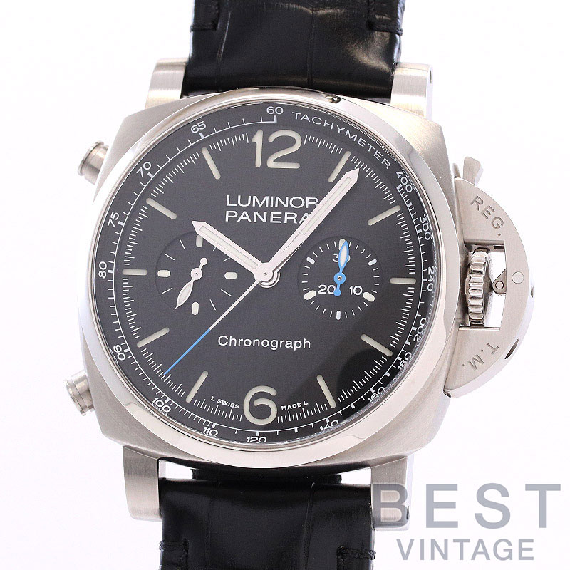 オフィチーネパネライ 【OFFICINE PANERAI】 ルミノール クロノ 44MM PAM01109 メンズ ブラック ステンレススティール 腕時計 時計 LUMINOR CHRONO 44MM BLACK SS OP【中古】