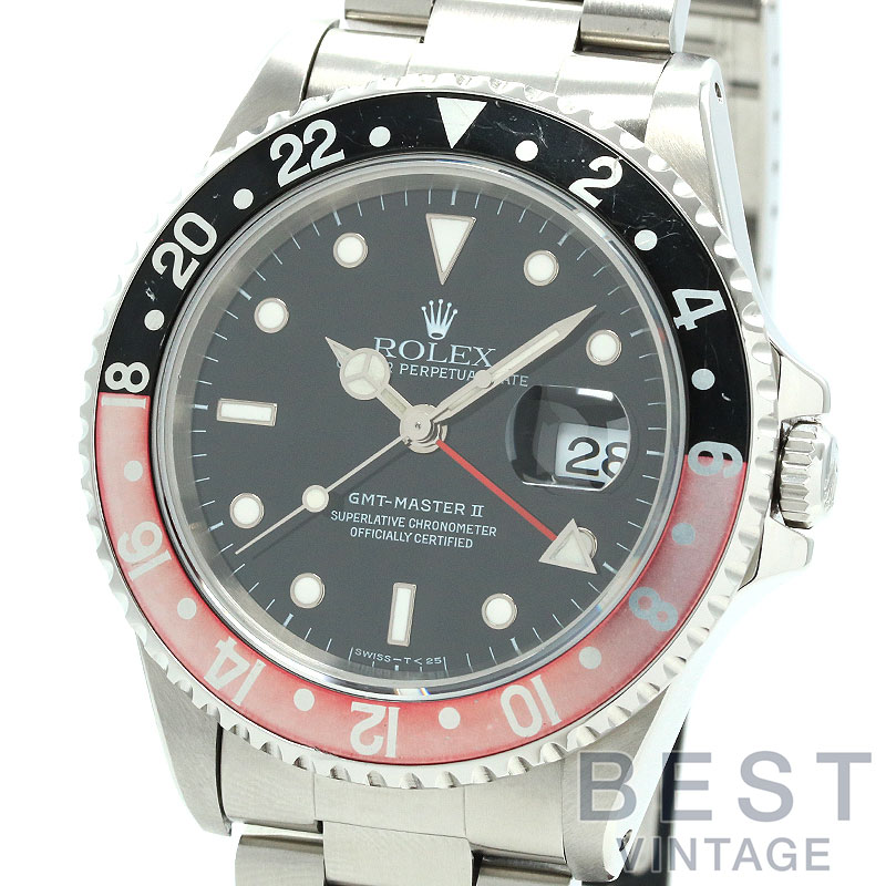 【OH済】ロレックス 【ROLEX】 GMTマスター2 16710 メンズ ブラック ステンレススティール 腕時計 時計 GMT-MASTER2 BLACK SS GMT2 赤黒ベゼル【中古】