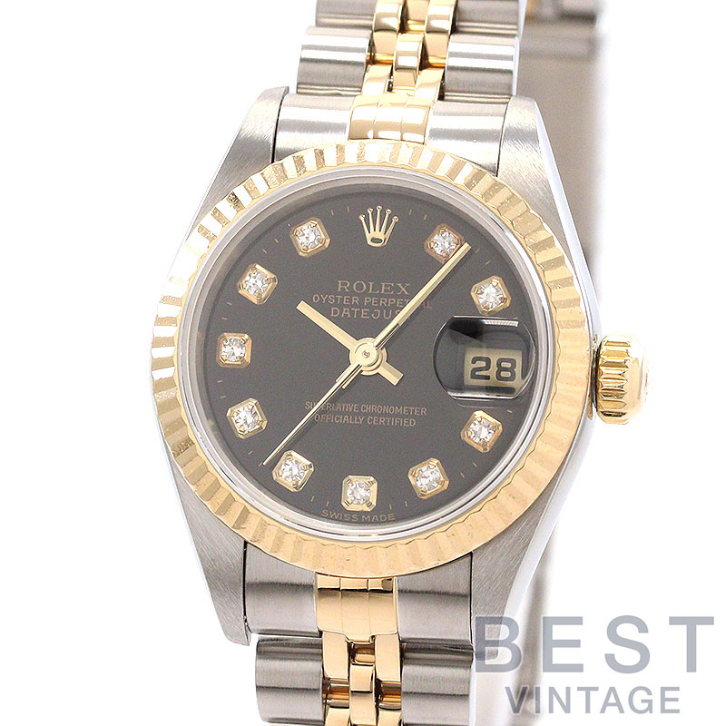 【お買い物マラソン限定クーポン配布中♪】【OH済】 ロレックス 【ROLEX】 オイスターパーペチュアル デイトジャスト 79173G レディース ブラック ステンレススティール/K18イエローゴールド 腕時計 時計 OYSTER PERPETUAL LADY-DATEJUST【中古】