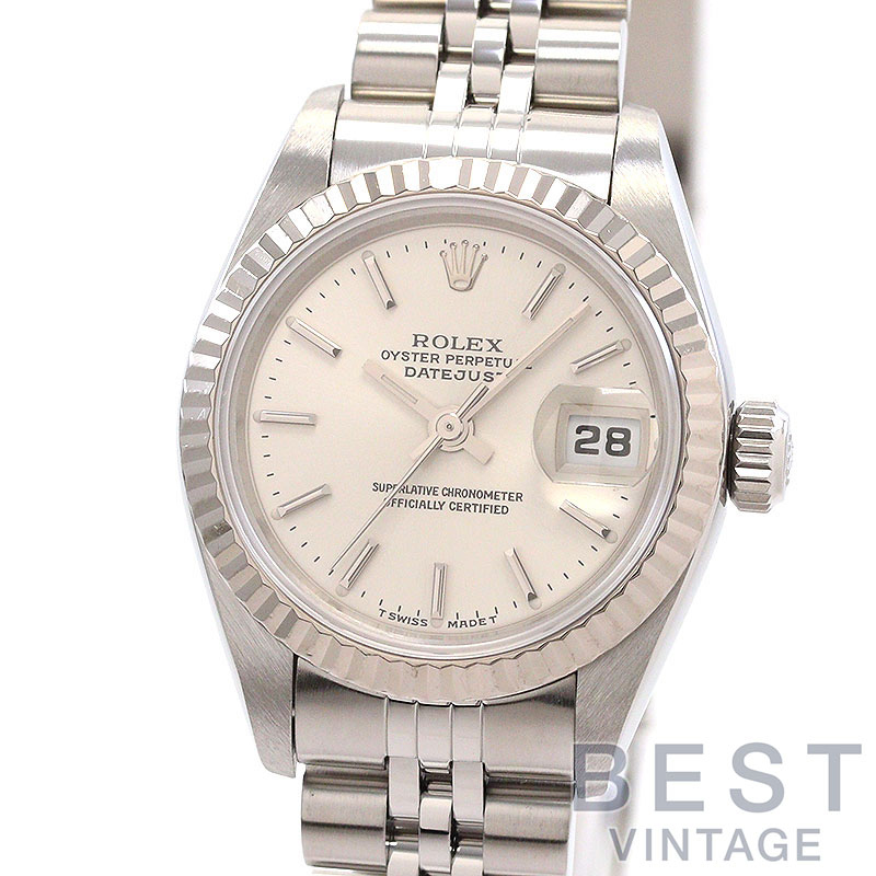 【お買い物マラソン限定クーポン配布中♪】【OH済】 ロレックス 【ROLEX】 オイスターパーペチュアル デイトジャスト M69174 レディース シルバー ステンレススティール/K18ホワイトゴールド 腕時計 時計 OYSTER PERPETUAL LADY-DATEJUST【中古】