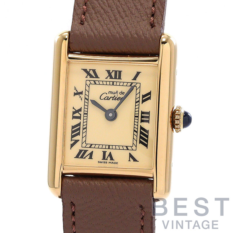 【お買い物マラソン限定クーポン配布中♪】【OH済】 カルティエ 【CARTIER】 マスト タンク SM ヴェルメイユ 82974213 (3) レディース アイボリー シルバー925(金メッキ) 腕時計 時計 MUST TANK SMALL MODEL VERMEIL IVORY SV925(GF) 【 【中古】