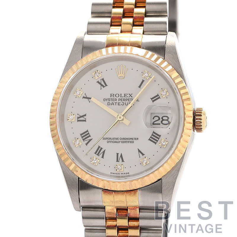 【お買い物マラソン限定クーポン配布中♪】【OH済】 ロレックス 【ROLEX】 オイスターパーペチュアル デイトジャスト M16233 (16233G) メンズ ホワイト ステンレススティール/K18イエローゴールド 腕時計 時計 OYSTER PERP【中古】