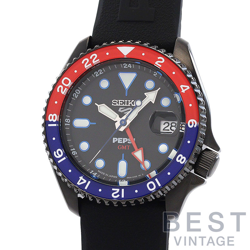 【楽天スーパーSALE★クーポン配布中！】セイコー 【SEIKO】 5スポーツ SKXシリーズ ペプシ限定 SBSC023 (SSK047 / 4R34-00P0) メンズ ブラック ステンレススティール(ブラックコーティング) 腕時計 時計 5 SPORT SKX SERIES【中古】