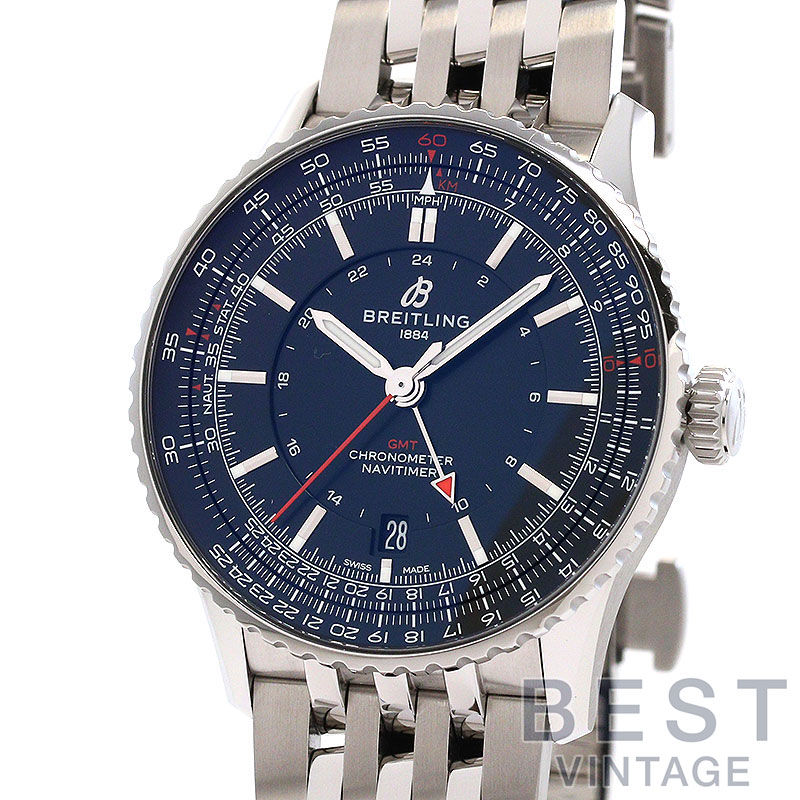 【お買い物マラソン限定クーポン配布中♪】ブライトリング 【BREITLING】 ナビタイマー オートマチック GMT A32310251B1A1 メンズ ブラック ステンレススティール 腕時計 時計 NAVITIMER AUTOMATIC GMT 41 BLACK SS 【中古】【中古】