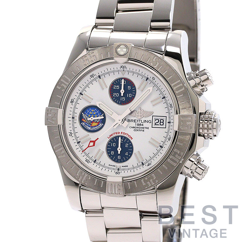 【お買い物マラソン限定クーポン配布中♪】ブライトリング 【BREITLING】 アベンジャー2 ブルーインパルス 日本限定 A133811A/A811/170A (A339ABIPSS) メンズ ホワイト/ブルー ステンレススティール 腕時計 時計 AVENGER II BLUE IMPULSE【中古】