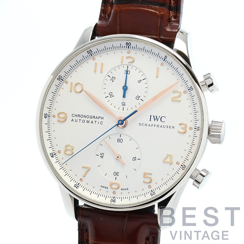 【OH済】アイダブリューシー 【IWC】 ポルトギーゼ クロノグラフ IW371401 メンズ シル ...