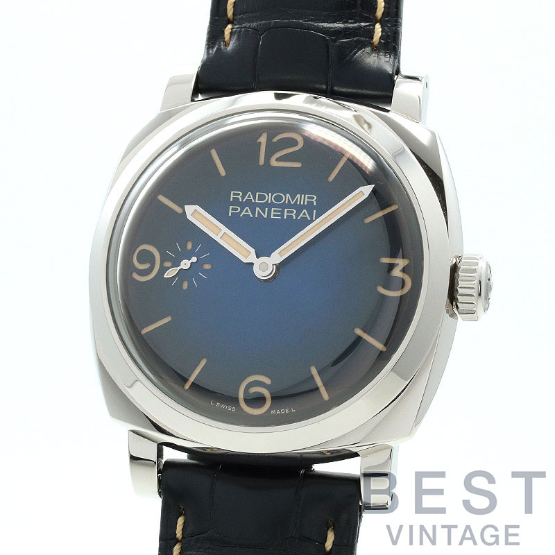 オフィチーネ パネライ 【OFFICINE PANERAI】 ラジオミール 1940 3デイズ ブティック限定モデル PAM00932 (OP7042) メンズ ブルー ステンレススティール 腕時計 時計 RADIOMIR 1940 3DAYS BOUTIQUE LIMITED EDITION BLUE SS 【中古】