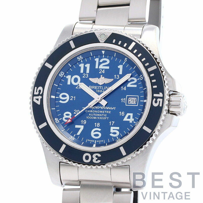 【OH済】 ブライトリング 【BREITLING】 スーパーオーシャン2 44 A17392D8/C910/162A (A192C10PSS) メンズ ブルー ステンレススティール 腕時計 時計 SUPER OCEAN II 44 BLUE SS 【中古】