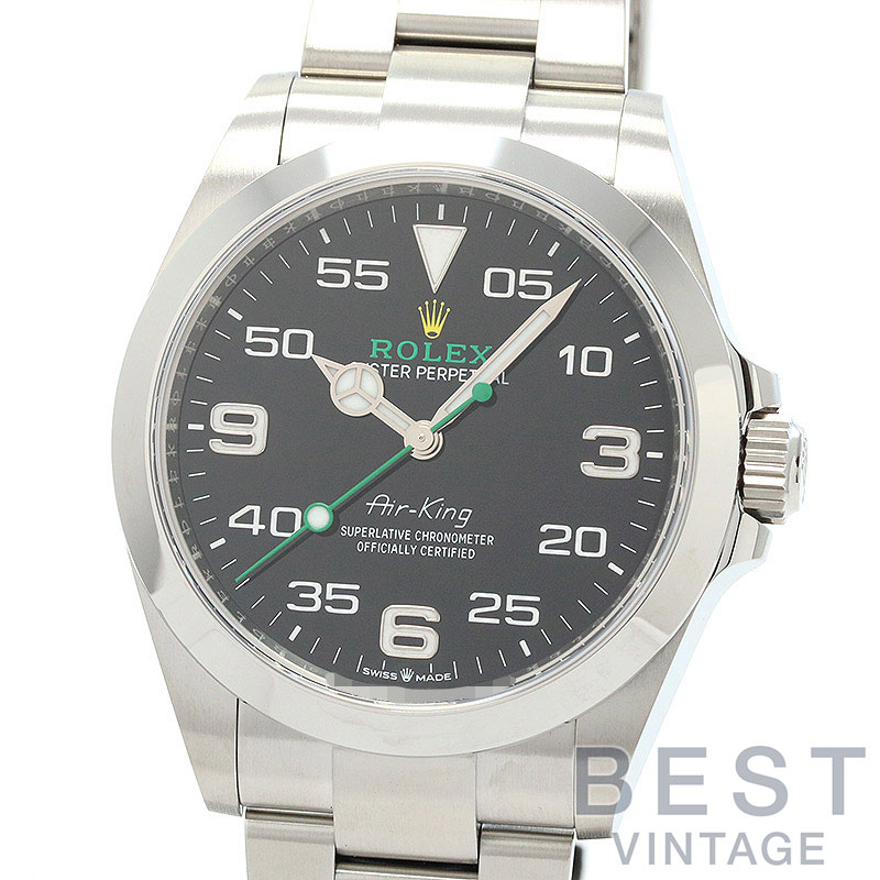 ロレックス 【ROLEX】 オイスターパーペチュアル エアキング 126900 (M126900-0001) メンズ ブラック ステンレススティール 腕時計 時計 OYSTER PERPETUAL AIR-KING BLACK SS 【中古】