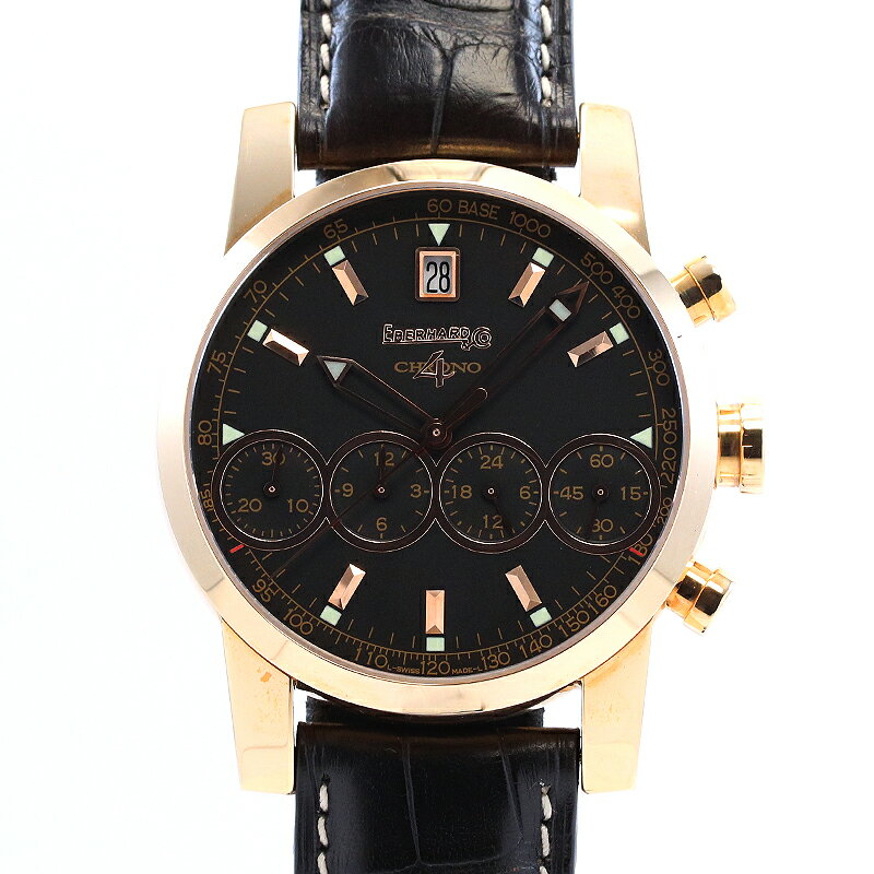 エベラール 【EBERHARD】 クロノ 4 30158.03 OR F19 メンズ ブラック K18ローズゴールド 腕時計 時計 CHRONO 4 BLACK K18RG 【中古】