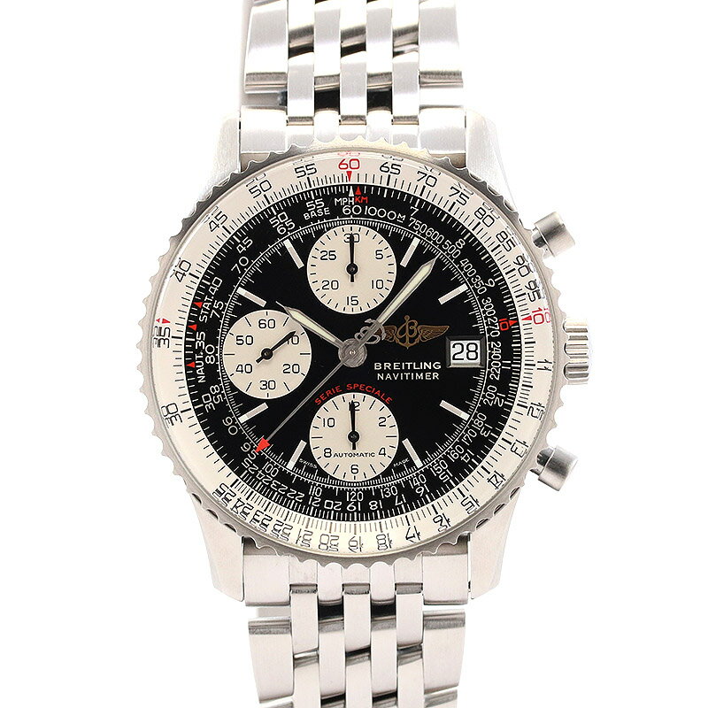 【OH済】 ブライトリング 【BREITLING】 ナビタイマー ファイターズ A1333010/B520/740A (A153BFTNP) メンズ ブラック/シルバー ステンレススティール 腕時計 時計 NAVITIMER FIGHTERS BLACK/SILVER SS 認定中古 CMW【中古】